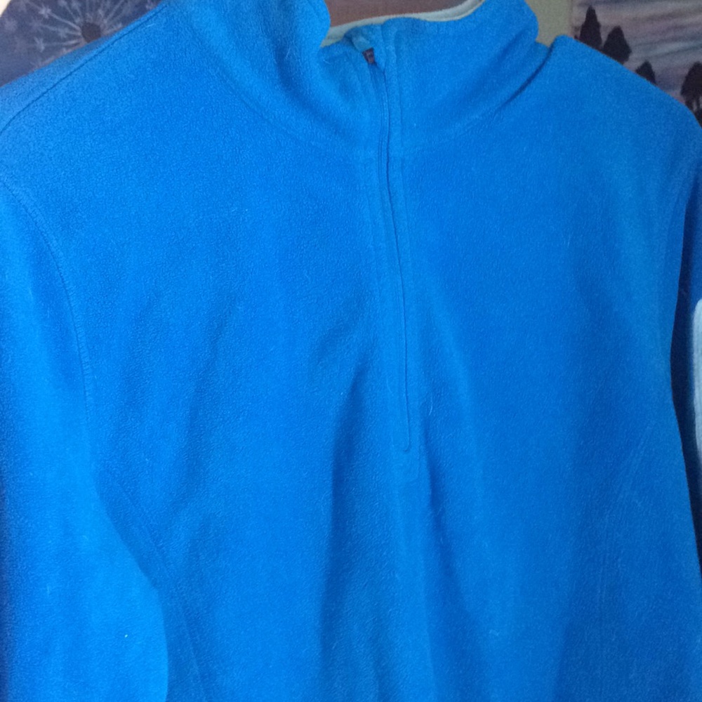 Dark and light blue fuzzy sweatshirt
